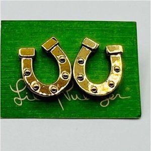 NWT Lilly Pulitzer Derby Horseshoe Gold Earrings NEW